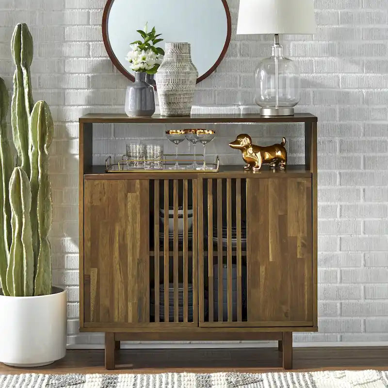 Buffet vaisselier Vally 6 portes en bois de manguier naturel