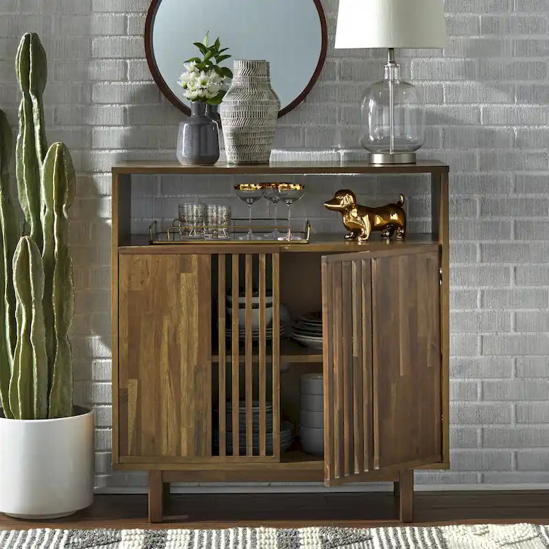Buffet vaisselier Vally 6 portes en bois de manguier naturel