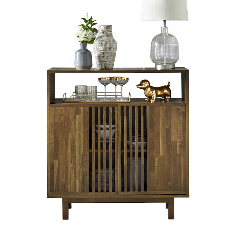 Buffet vaisselier Vally 6 portes en bois de manguier naturel