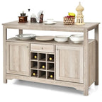 Bahut-Dessertes en Chêne Gris avec Meuble à Vins 9 Bouteilles - 115,5 cm L x 40,6 cm l x 80 cm H