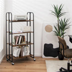 Enfilade Vohl avec lattes, finition noyer pacanier, style mid-century