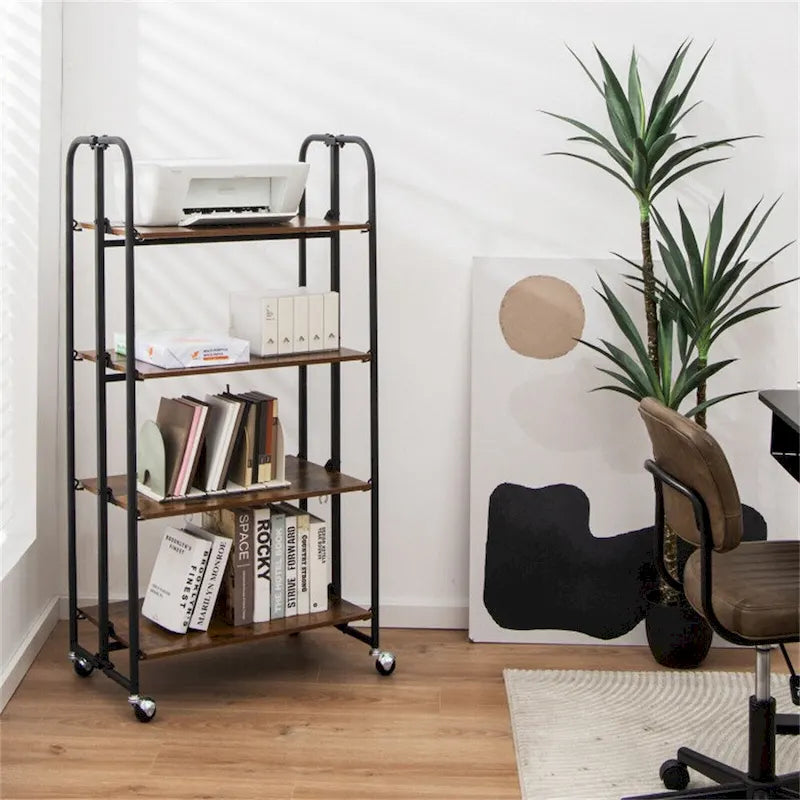 Enfilade Vohl avec lattes, finition noyer pacanier, style mid-century