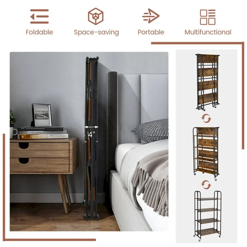 Enfilade Vohl avec lattes, finition noyer pacanier, style mid-century