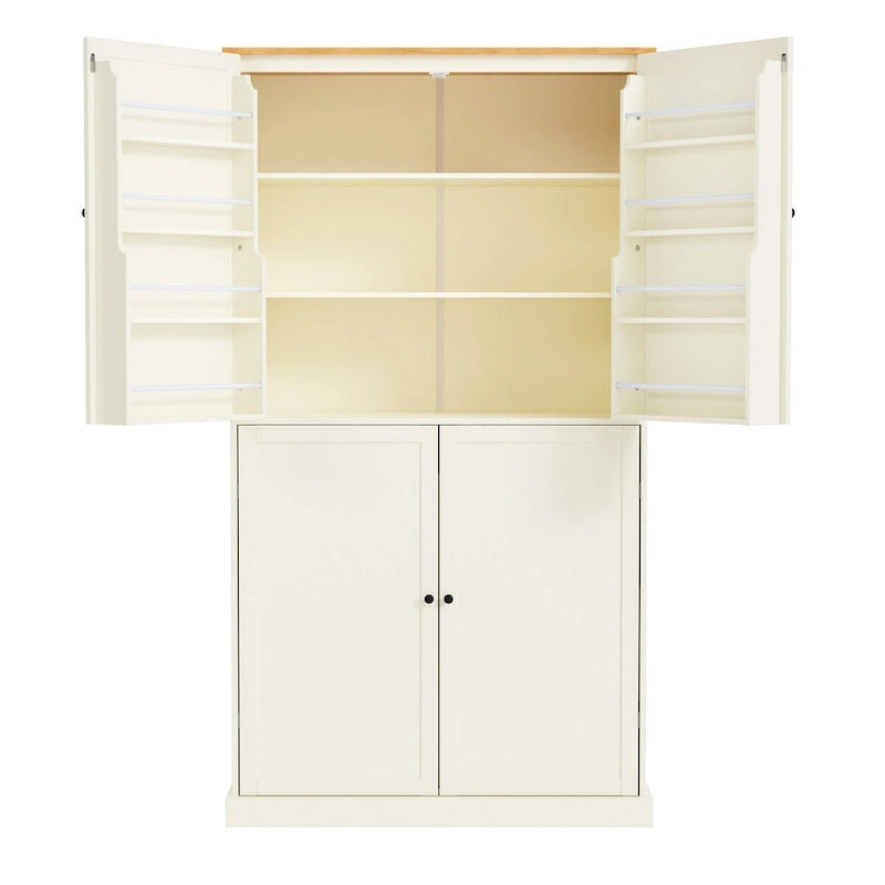 Garde-manger de cuisine autoportant Grand placard de rangement avec 2 tiroirs, 2 étagères réglables, 8 étagères de porte