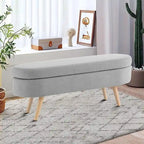 Banc de rangement capitonné en tissu de lin, style moderne et minimaliste, avec couvercle relevable