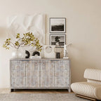 Meuble d'appoint style ferme, buffet en bois à 4 portes, desserte de salle à manger, armoire de rangement