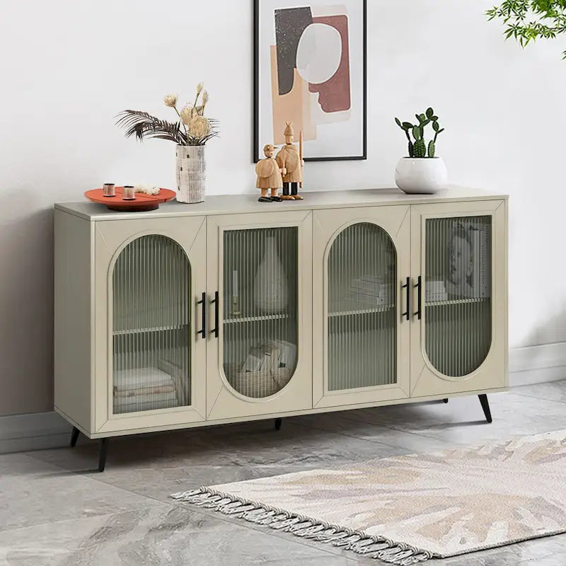 Meuble TV pour téléviseurs de plus de 65 pouces, meuble TV en bois avec placard de rangement et étagères réglables, console multimédia pour salon et chambre à coucher