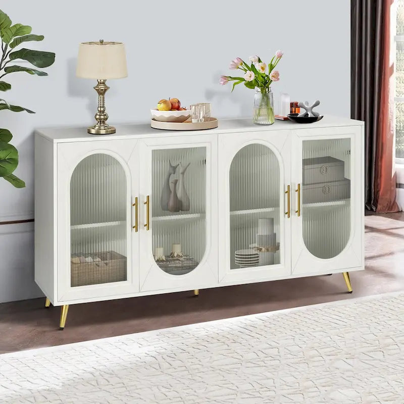 Meuble TV pour téléviseurs de plus de 65 pouces, meuble TV en bois avec placard de rangement et étagères réglables, console multimédia pour salon et chambre à coucher