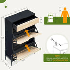 Meuble de rangement pour chaussures en rotin naturel, 2 portes basculantes et 1 tiroir