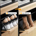 Meuble de rangement pour chaussures en rotin naturel, 2 portes basculantes et 1 tiroir