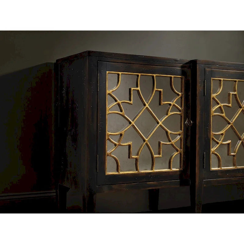 Console à quatre portes miroir - Ébène - 20L x 105l x 38H