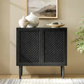 Buffet d'appoint moderne Dominik 32 po de haut à 2 portes avec lumière