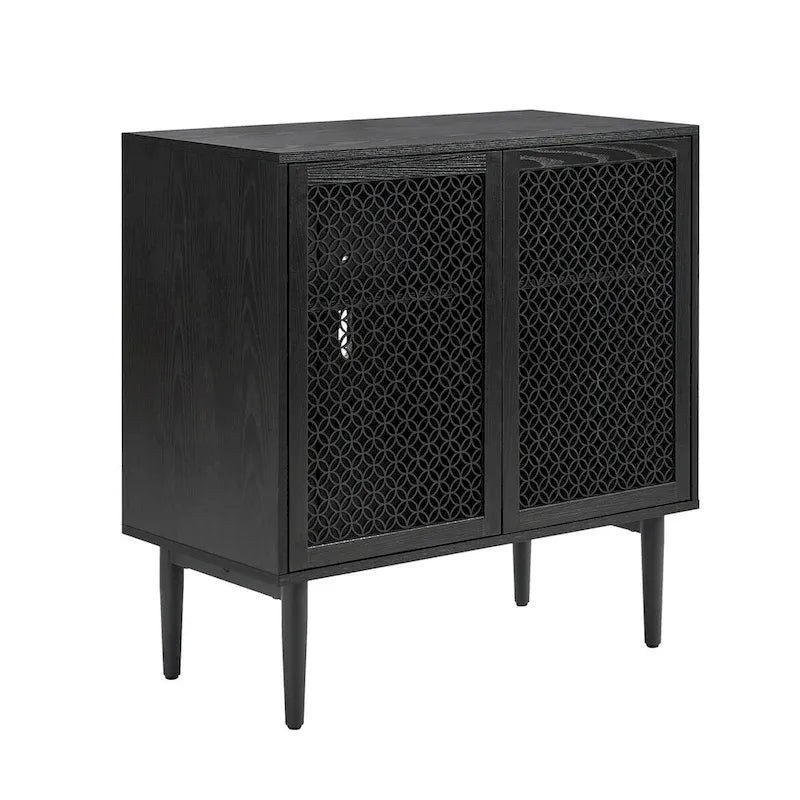 Buffet d'appoint moderne Dominik 32 po de haut à 2 portes avec lumière