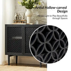 Buffet d'appoint moderne Dominik 32 po de haut à 2 portes avec lumière