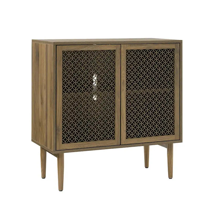 Buffet d'appoint moderne Dominik 32 po de haut à 2 portes avec lumière