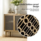 Buffet d'appoint moderne Dominik 32 po de haut à 2 portes avec lumière