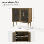 Buffet d'appoint moderne Dominik 32 po de haut à 2 portes avec lumière