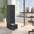 Meuble de classement vertical en métal à 5 tiroirs de 38 cm de large avec serrure pour documents A4/Legal/Letter, pour bureau et maison