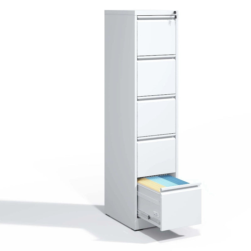 Meuble de classement vertical en métal à 5 tiroirs de 38 cm de large avec serrure pour documents A4/Legal/Letter, pour bureau et maison