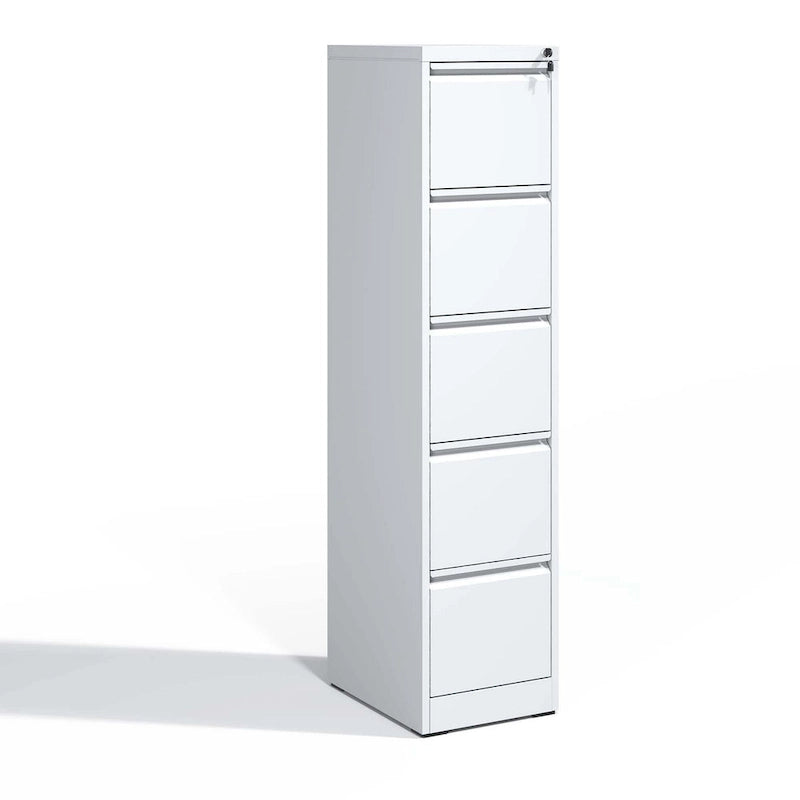 Meuble de classement vertical en métal à 5 tiroirs de 38 cm de large avec serrure pour documents A4/Legal/Letter, pour bureau et maison