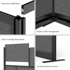 Système de cloison modulaire - Cadre noir - Cloison de démarrage 70 x 48 avec tableau blanc