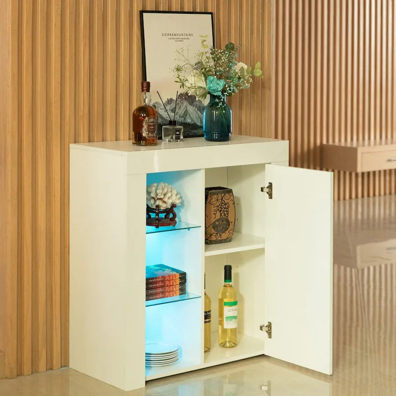 Meuble de rangement latéral avec LED pour bureau ou salon