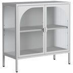 Bahut en Métal, Meuble de Rangement d'Appoint avec 2 Portes en Verre, Meuble Bar à Café avec Étagères Réglables, Capacité de 90 kg