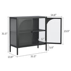 Bahut en Métal, Meuble de Rangement d'Appoint avec 2 Portes en Verre, Meuble Bar à Café avec Étagères Réglables, Capacité de 90 kg