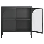 Bahut en Métal, Meuble de Rangement d'Appoint avec 2 Portes en Verre, Meuble Bar à Café avec Étagères Réglables, Capacité de 90 kg
