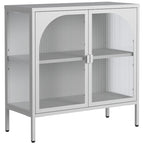 Bahut en Métal, Meuble de Rangement d'Appoint avec 2 Portes en Verre, Meuble Bar à Café avec Étagères Réglables, Capacité de 90 kg