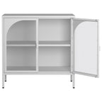Bahut en Métal, Meuble de Rangement d'Appoint avec 2 Portes en Verre, Meuble Bar à Café avec Étagères Réglables, Capacité de 90 kg