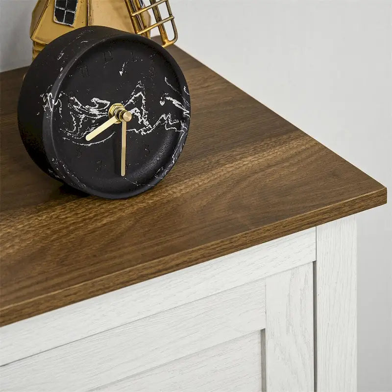 Banc de piano 2 places rembourré en similicuir blanc – Bois de bouleau rustique