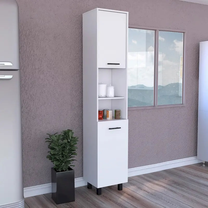Meuble de cuisine Almada, trois étagères intérieures, finition blanche, haute qualité et durable