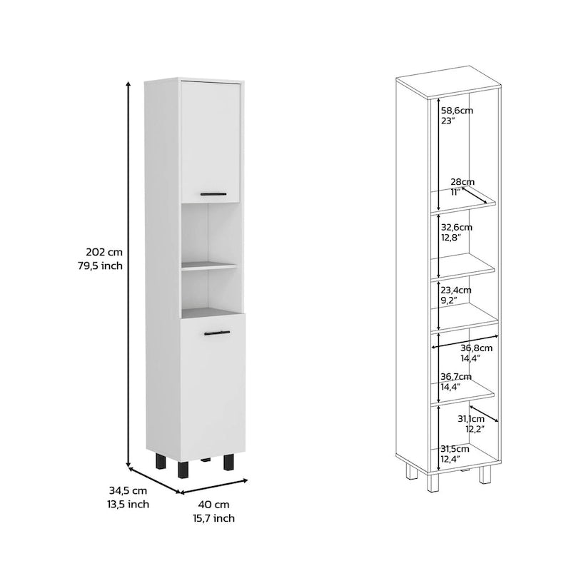 Meuble de cuisine Almada, trois étagères intérieures, finition blanche, haute qualité et durable