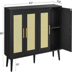 Buffet en rotin avec 4 portes et étagères réglables – 11,8P x 47,2L x 29,5H