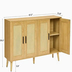 Buffet en rotin avec 4 portes et étagères réglables – 11,8P x 47,2L x 29,5H