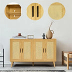 Buffet en rotin avec 4 portes et étagères réglables – 11,8P x 47,2L x 29,5H