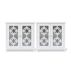 Buffet en bois de pin blanc de 90,9 cm de large avec portes vitrées