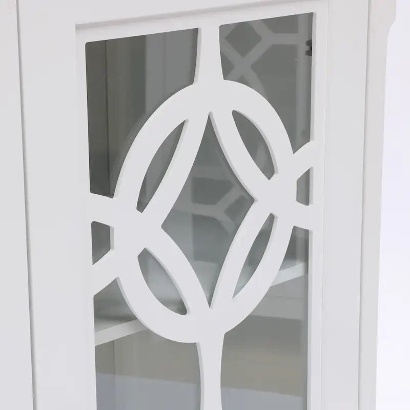 Buffet en bois de pin blanc de 90,9 cm de large avec portes vitrées