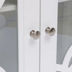 Buffet en bois de pin blanc de 90,9 cm de large avec portes vitrées