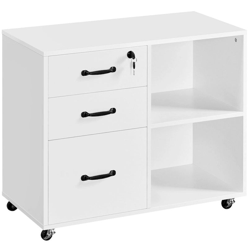 Meuble de classement roulant avec 3 tiroirs et 2 étagères