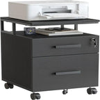Meuble de classement 2 tiroirs avec serrure pour bureau à domicile - 17P x 24,3L x 16H