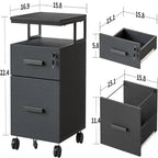 Meuble de classement 2 tiroirs avec serrure pour bureau à domicile - 17P x 24,3L x 16H