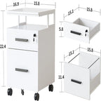 Meuble de classement 2 tiroirs avec serrure pour bureau à domicile - 17P x 24,3L x 16H