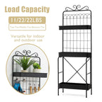 Étagère de rangement multifonctionnelle en métal noir à 3 niveaux 68H, support pour plantes, étagère de cuisine, pour intérieur et extérieur