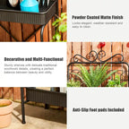 Étagère de rangement multifonctionnelle en métal noir à 3 niveaux 68H, support pour plantes, étagère de cuisine, pour intérieur et extérieur