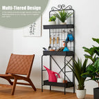 Étagère de rangement multifonctionnelle en métal noir à 3 niveaux 68H, support pour plantes, étagère de cuisine, pour intérieur et extérieur