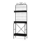 Étagère de rangement multifonctionnelle en métal noir à 3 niveaux 68H, support pour plantes, étagère de cuisine, pour intérieur et extérieur