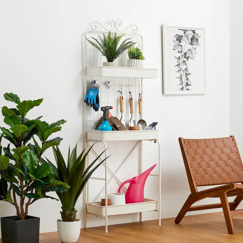 Étagère de rangement multifonctionnelle en métal noir à 3 niveaux 68H, support pour plantes, étagère de cuisine, pour intérieur et extérieur
