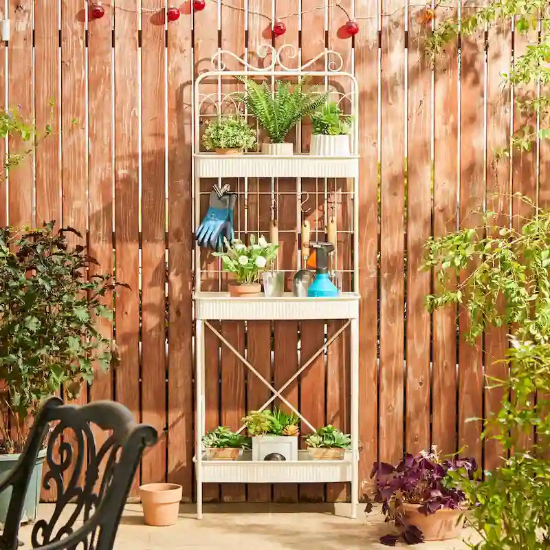 Étagère de rangement multifonctionnelle en métal noir à 3 niveaux 68H, support pour plantes, étagère de cuisine, pour intérieur et extérieur